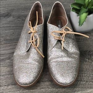 Halogen Gold Glitter Sparkle Lace Up Loafer Oxford